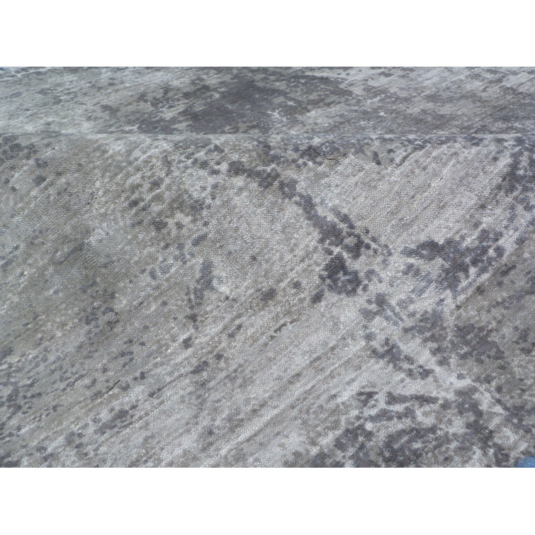 Handmade Gray Abstract Viscose Cotton 10' x 14' Rug