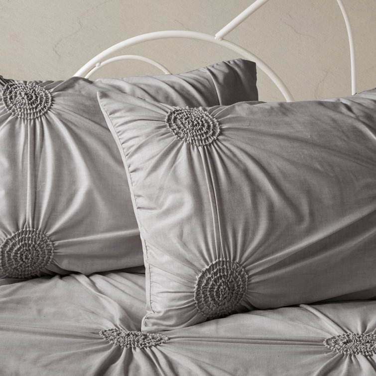 Dark Gray Reversible 6-Piece Daybed Cover Set with Tufted Detailing