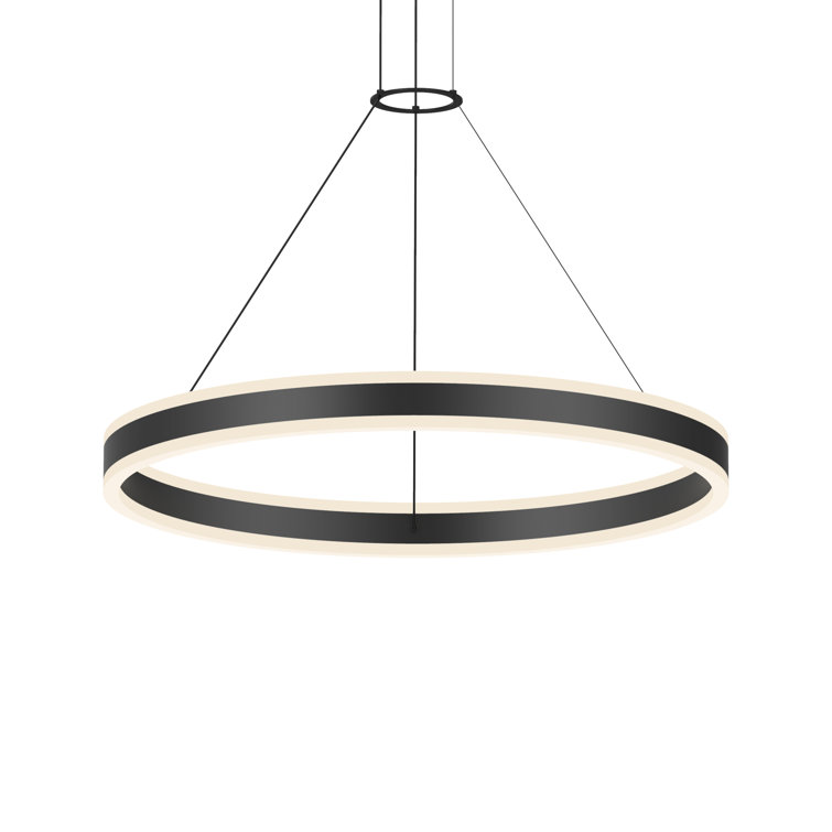 Double Corona 2-Light Satin Black Aluminum LED Chandelier