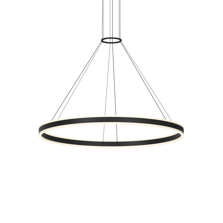 Double Corona 2-Light Satin Black Aluminum LED Chandelier