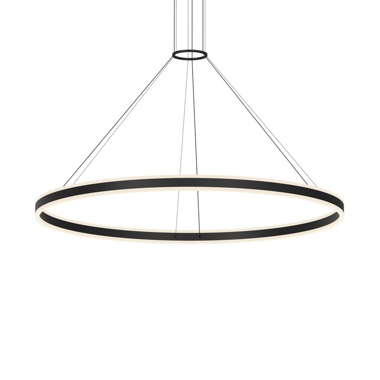 Double Corona 2-Light Satin Black Aluminum LED Chandelier