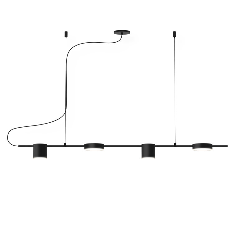 Sleek Satin Black Aluminum 4-Light LED Indoor/Outdoor Pendant