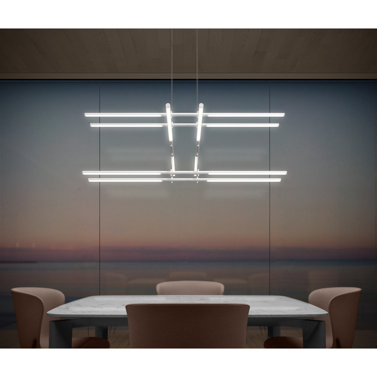 Satin Nickel Tik-Tak 12-Light Adjustable LED Chandelier