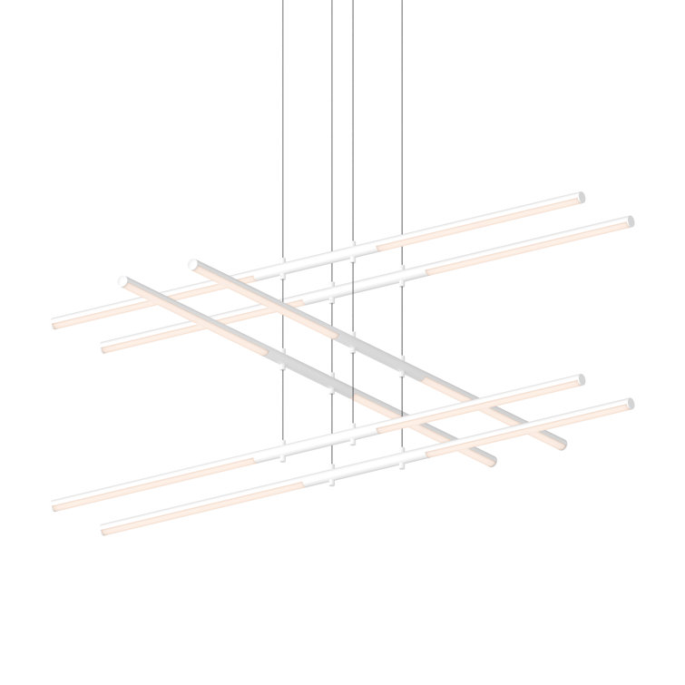 Satin Nickel Tik-Tak 12-Light Adjustable LED Chandelier