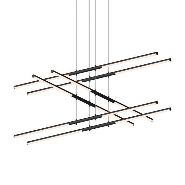 Satin Black Aluminum LED Tiered Chandelier