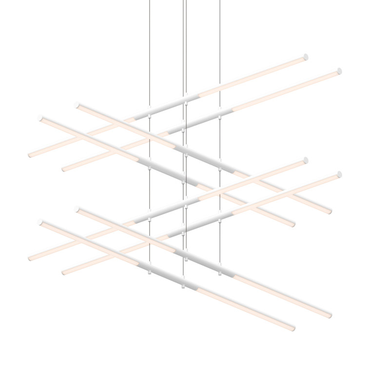 Satin White 47.5" Aluminum LED Tiered Chandelier