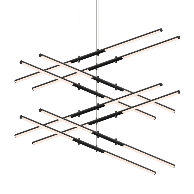 Satin Black Aluminum LED Tiered Chandelier