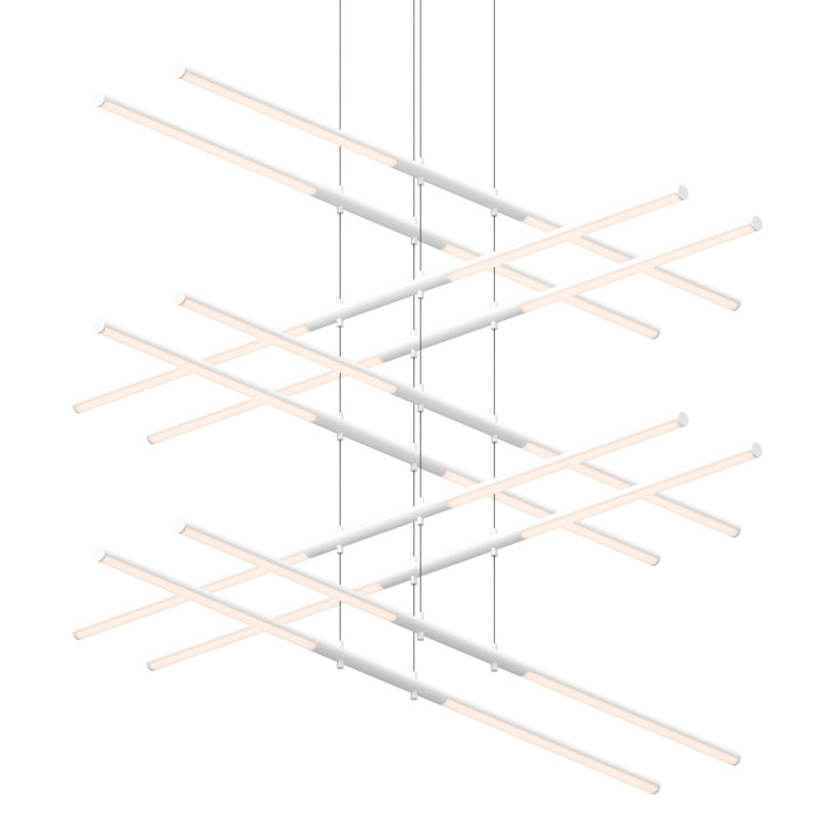 Satin White Tik-Tak 47.5'' Modern LED Tiered Chandelier