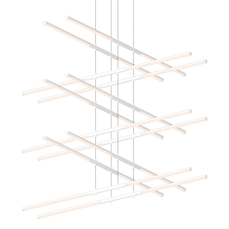 Satin White Tik-Tak 24-Light LED Tiered Chrome Chandelier