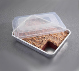 Silver Rectangular Aluminum Non-Stick Cake Pan with Lid