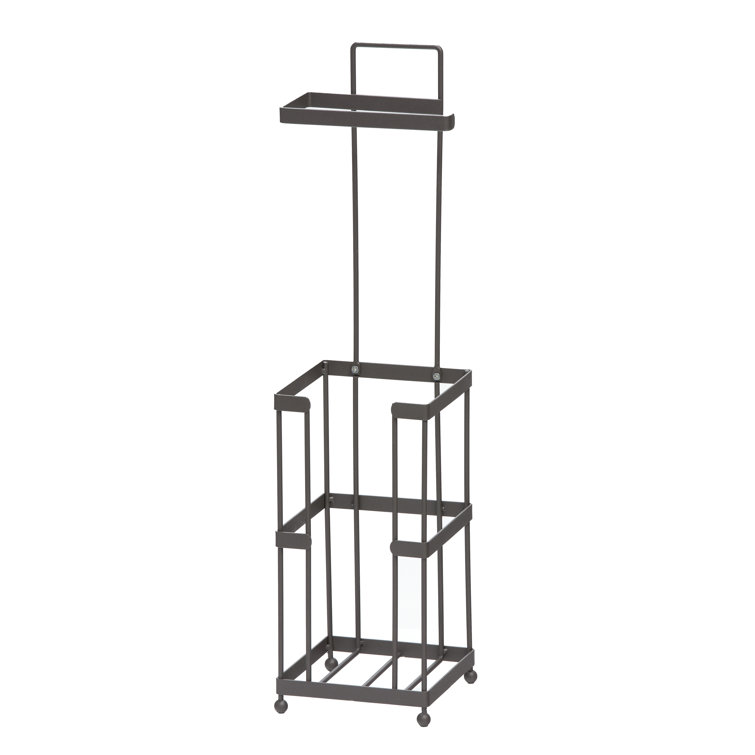 Taupe Metal Freestanding Toilet Paper Holder with Storage