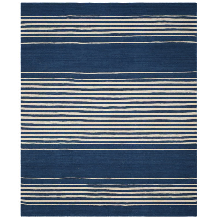 Pacific Stripe Handwoven Wool 8' x 10' Minimalist Area Rug