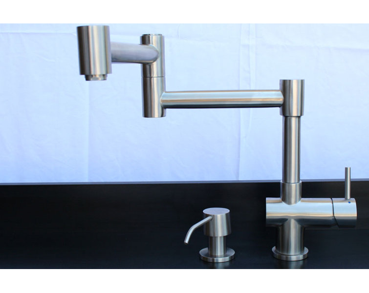Brushed Stainless Steel Retractable Single Hole Kitchen Faucet