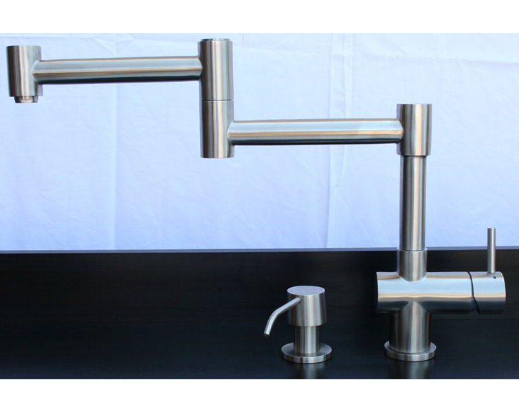Brushed Stainless Steel Retractable Single Hole Kitchen Faucet