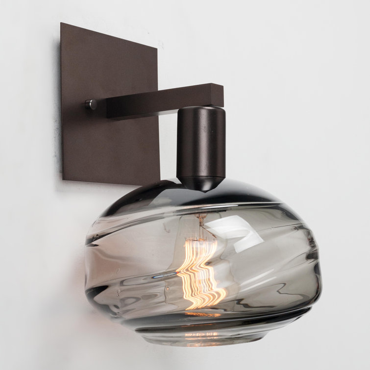 Coppa 9.5" Optic Smoke Glass & Flat Bronze Wall Sconce
