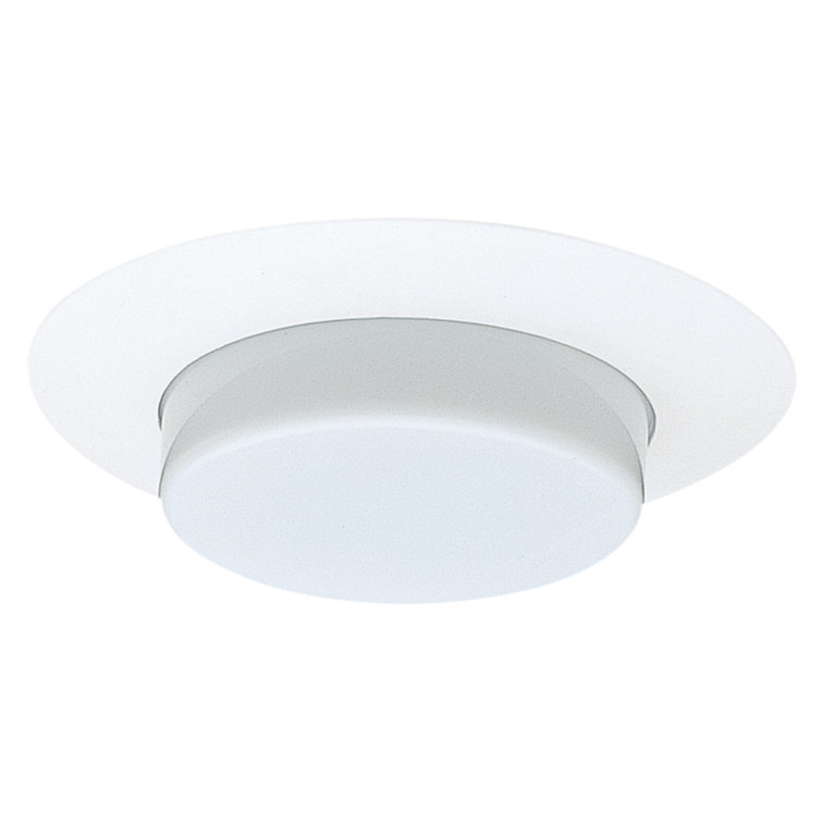 6-Inch White Glass Recessed Shower Trim with Opal Lens