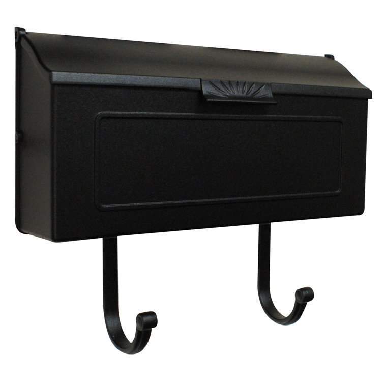 Black Aluminum Lockable Horizontal Wall Mounted Mailbox
