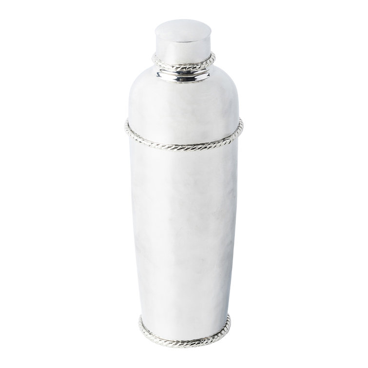 Hammered Stainless Steel Cocktail Shaker with Twisted Cord Trim