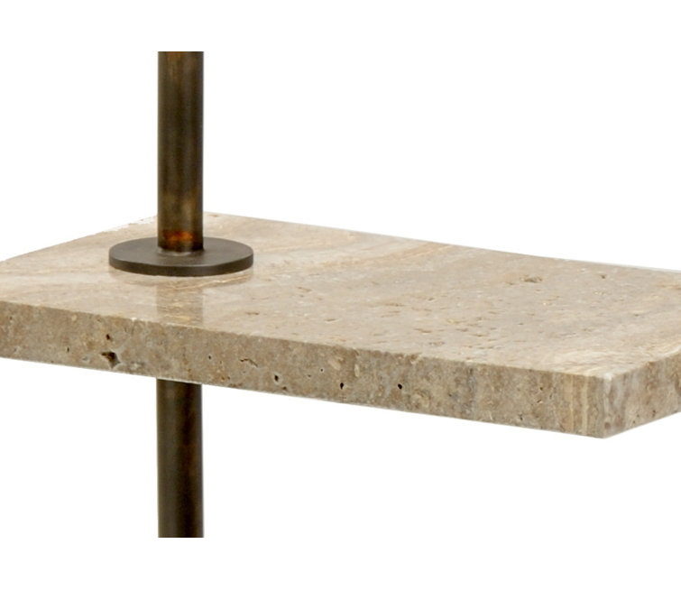 Scorched Bronze Tray Table Floor Lamp with Natural Gray Marble