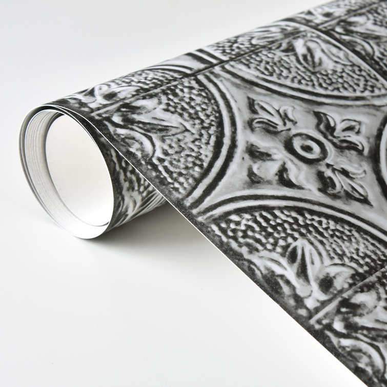 Silver Faux Tin Tile Peel & Stick Backsplash Roll