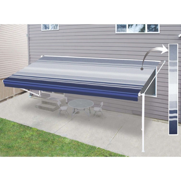 Black Fade Retractable RV and Patio Awning 10' x 8'