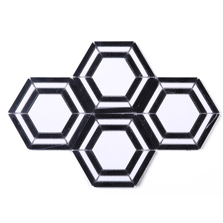 Black and White Hexagon Marble Mosaic Wall Tile