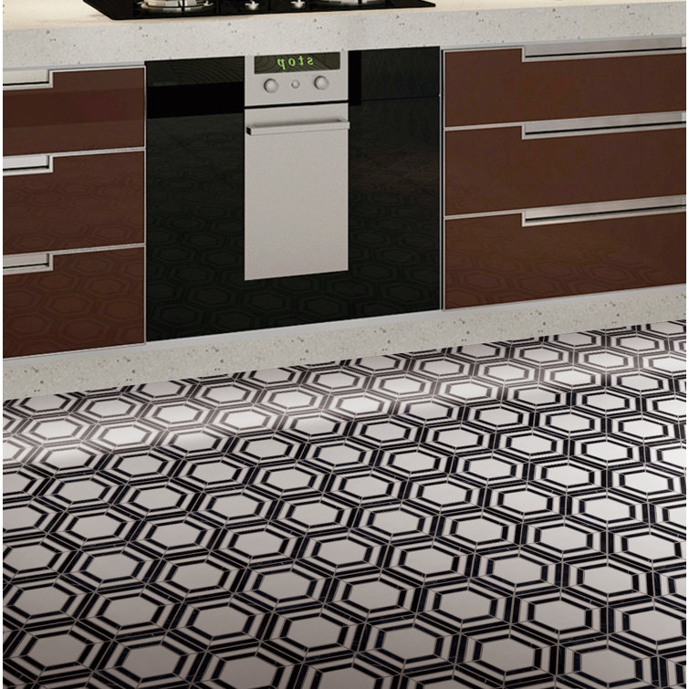 Black and White Hexagon Marble Mosaic Wall Tile