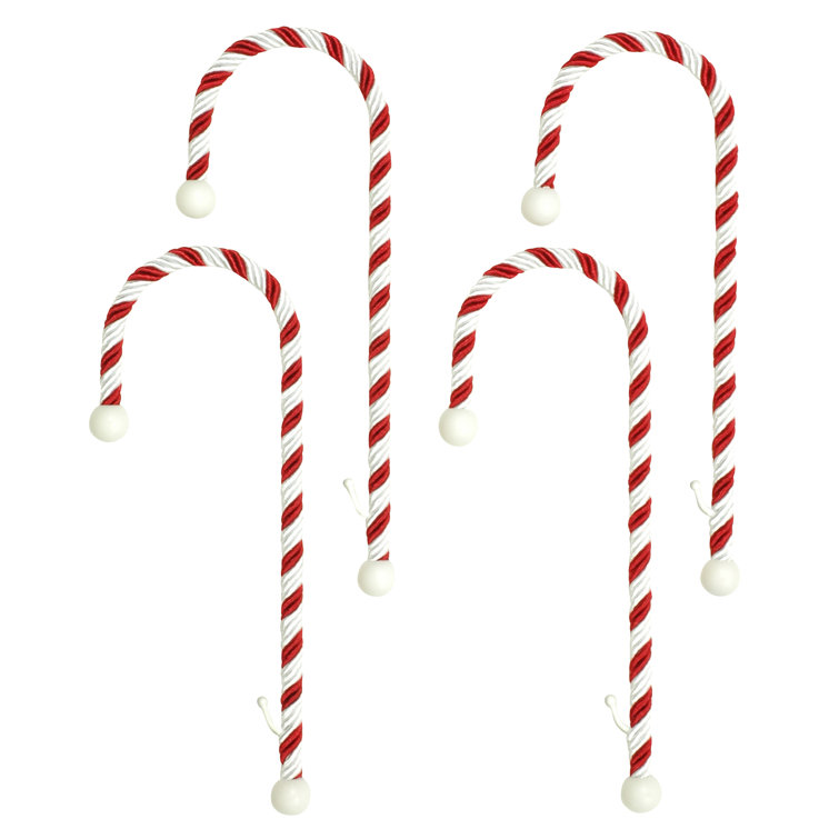 Red and White Candy Cane Rope Stocking Holder Set
