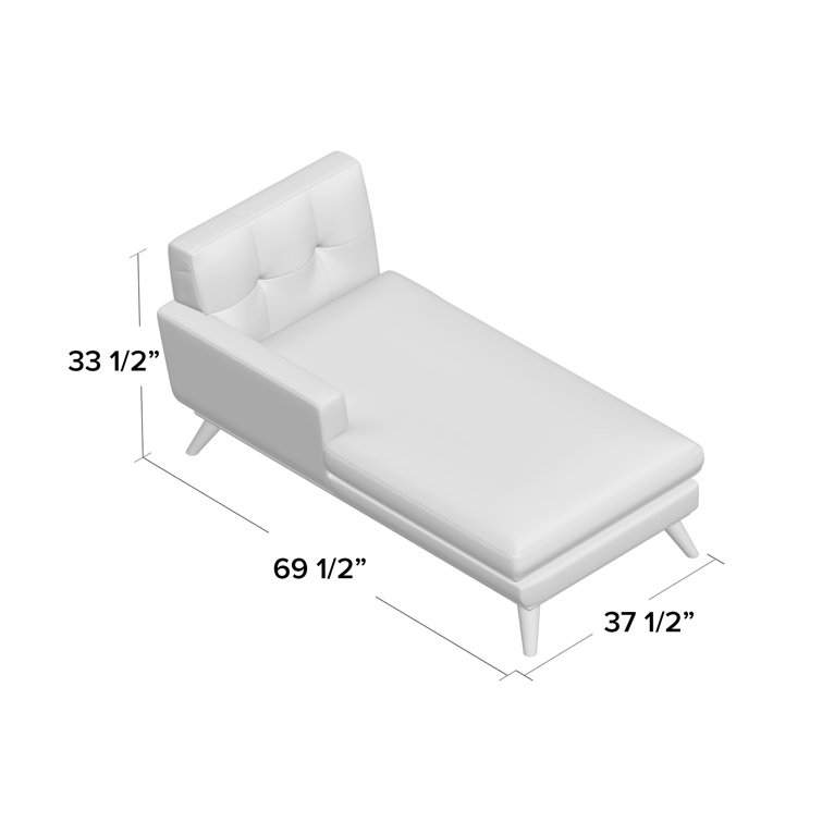 Plush White Fabric 28" Left-Facing Chaise with Tufted Buttons