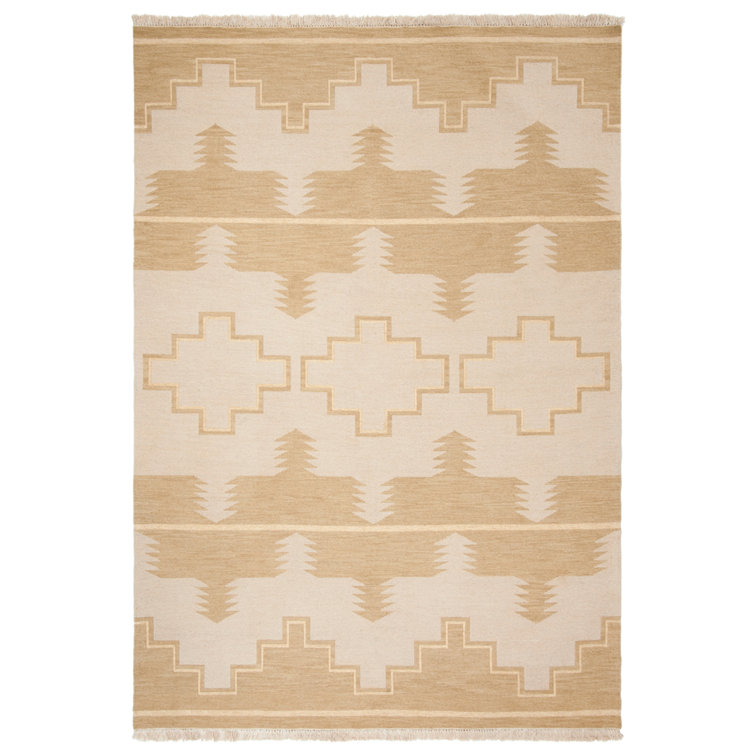 Desert Cream Hand-Knotted Wool & Cotton 4' x 6' Reversible Rug