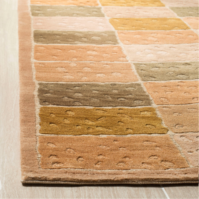 Hand-Knotted Geometric Gray Wool Area Rug 6' x 9'