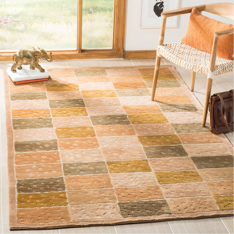Hand-Knotted Geometric Gray Wool Area Rug 6' x 9'