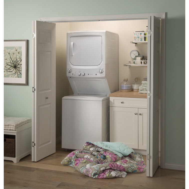 White Freestanding Electric Laundry Center with Stainless Steel Drums