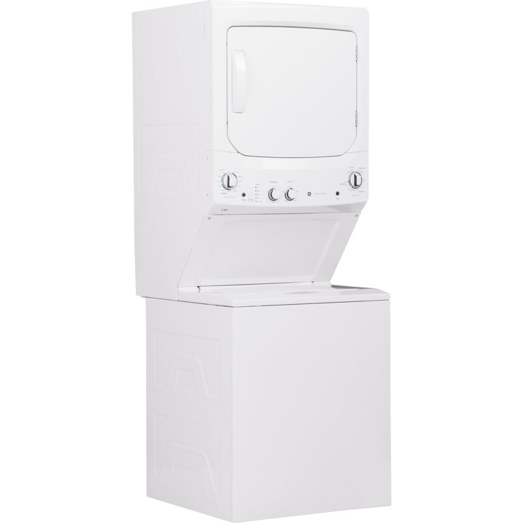 White Freestanding Electric Laundry Center with Stainless Steel Drums