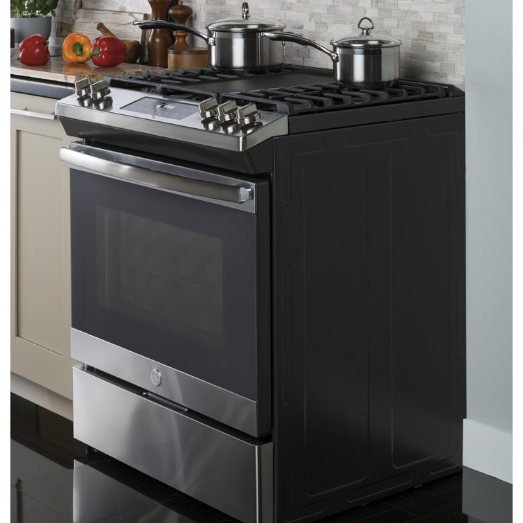 30" Stainless Steel Slide-In Gas Range with Griddle