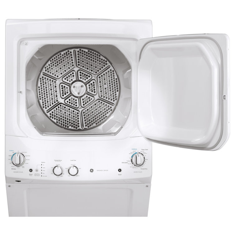 White Freestanding Electric Laundry Center with Stainless Steel Drums