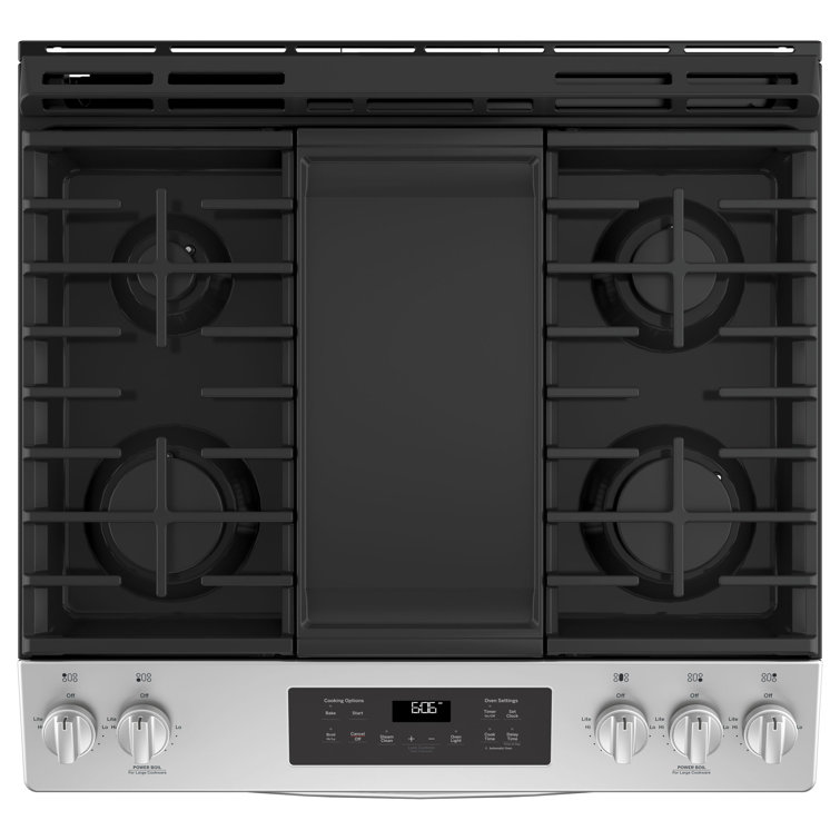 30" Stainless Steel Slide-In Gas Range with Griddle