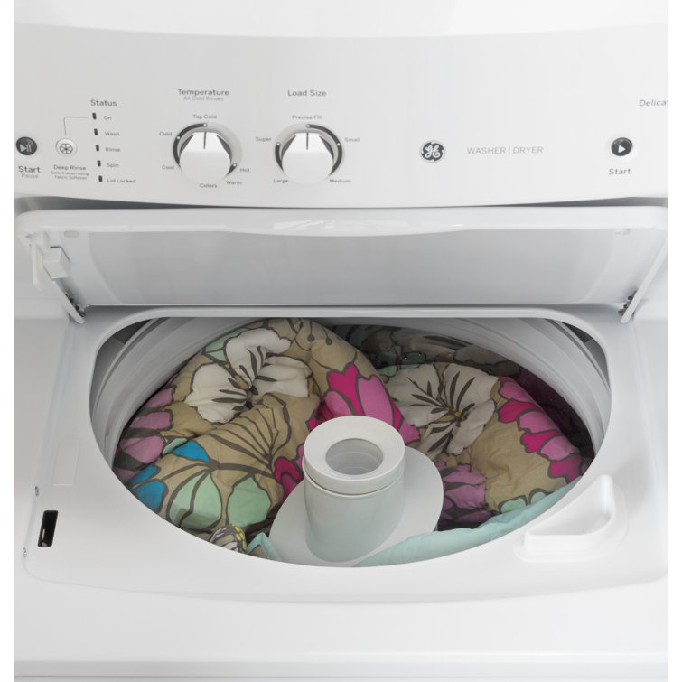 White Freestanding Electric Laundry Center with Stainless Steel Drums
