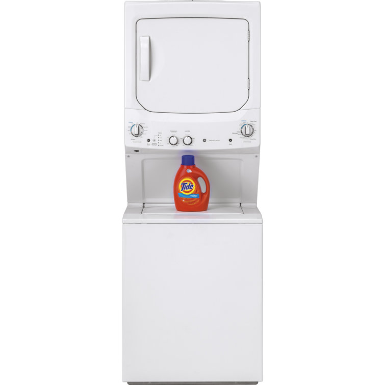 White Freestanding Electric Laundry Center with Stainless Steel Drums