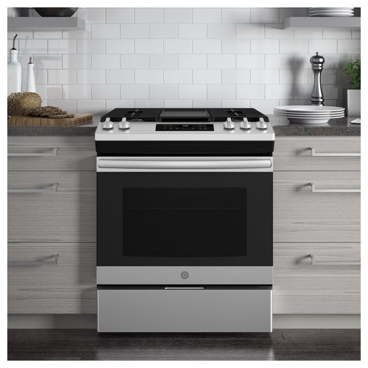 30" Stainless Steel Slide-In Gas Range with Griddle