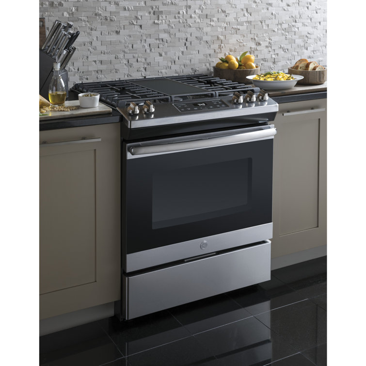 30" Stainless Steel Slide-In Gas Range with Griddle