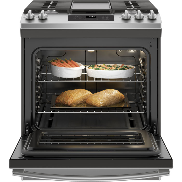 30" Stainless Steel Slide-In Gas Range with Griddle