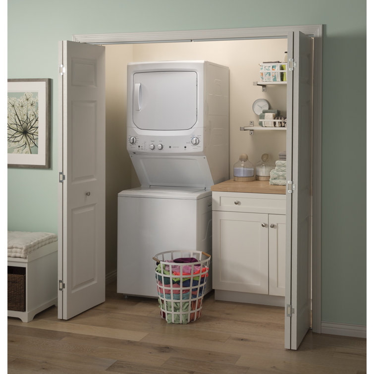 White Freestanding Electric Laundry Center with Stainless Steel Drums