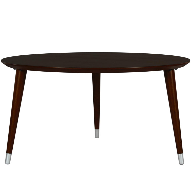 Espresso Wood Veneer Mid-Century Round Coffee Table