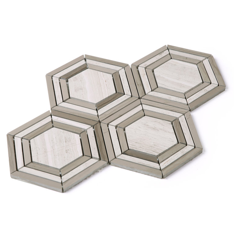 Beige Honeycomb Marble Mosaic Wall Tile Sheet