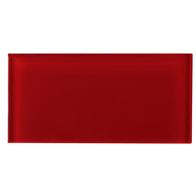 Crystile 3" x 6" Red Glass Mosaic Subway Tile