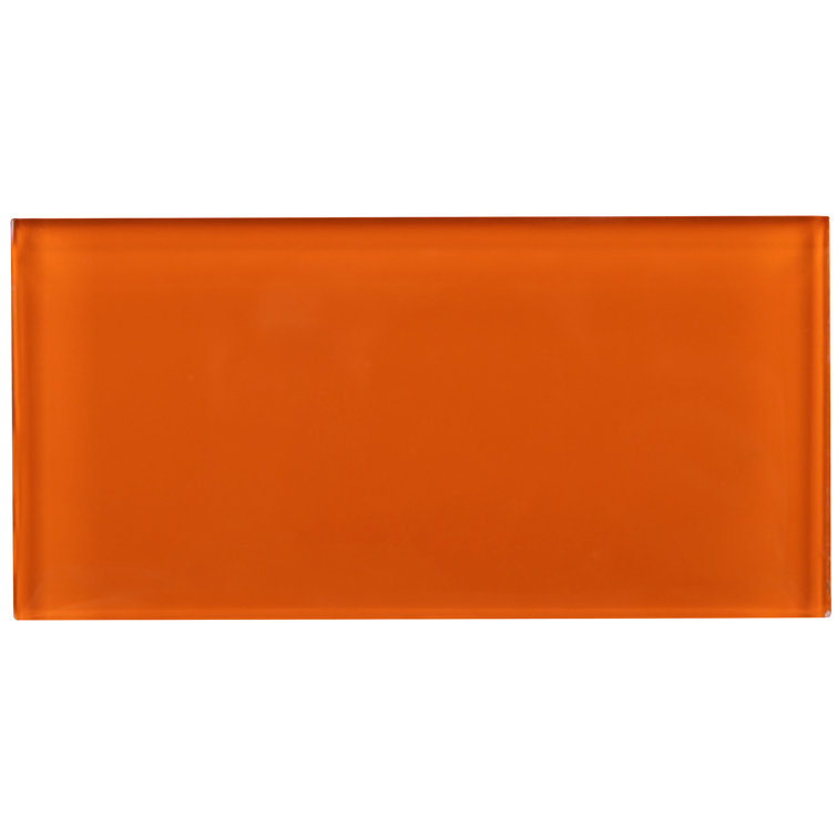 Crystile 3" x 6" Orange Glass Mosaic Subway Tile