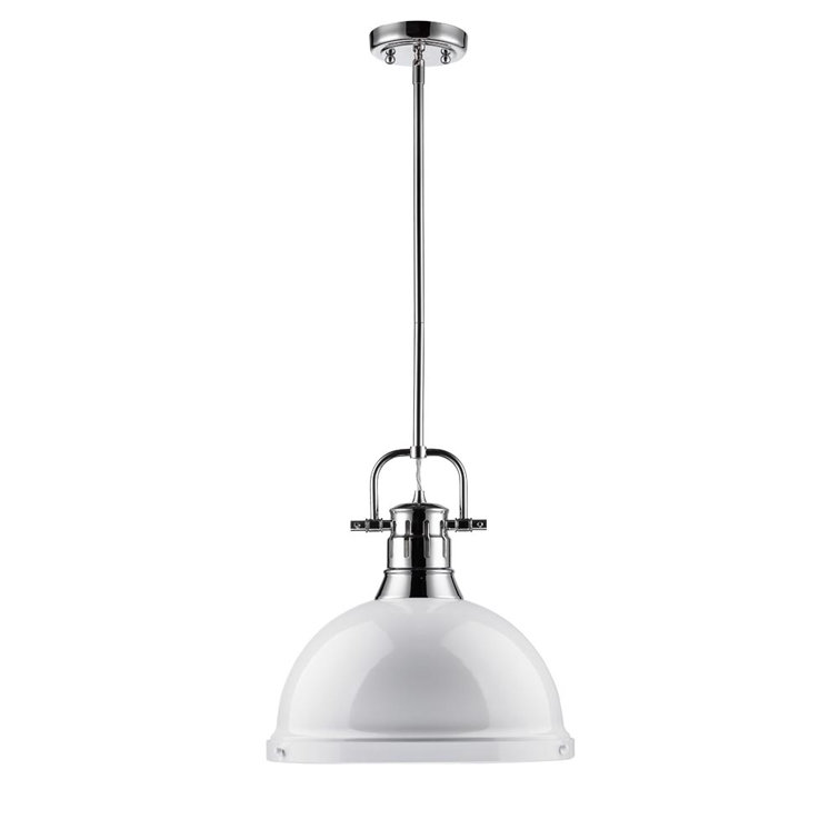 White and Chrome Glass Dome Pendant Light