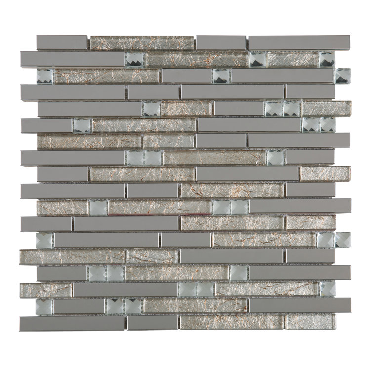 Beige Glass Micro-Beveled Linear Mosaic Wall Tile