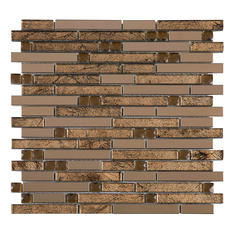 Brown Glass Micro-Beveled Linear Mosaic Wall Tile